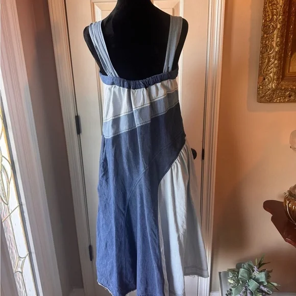 Pilcro by Anthropologie Seamed 100% Cotton Raw Hem Smocked Midi Dress-size small - Picture 9 of 14